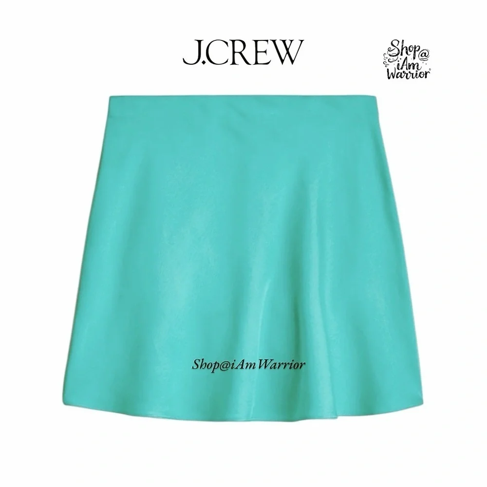J.Crew turquoise satin pull on mini skirt *shop@iamwarrior